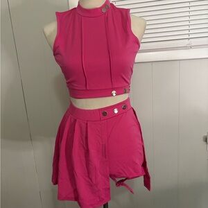 Fashion Nova Fuchsia Crop Top and Skirt Set
